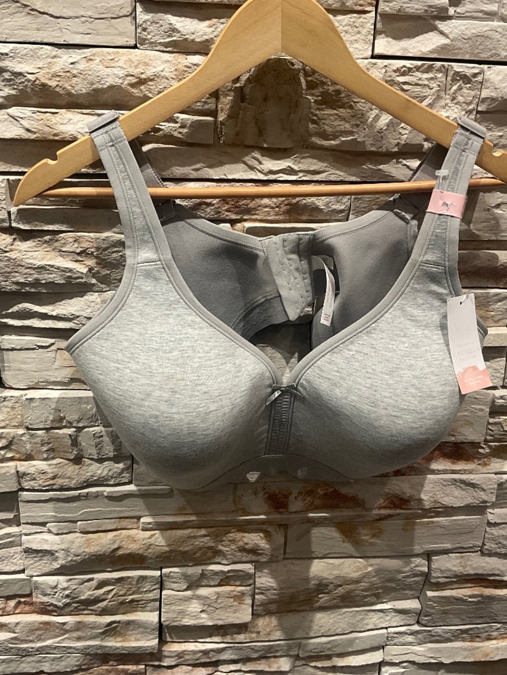 Cacique The Cotton Collection No Wire Lightly Lined Bra, Gray, 38DDD